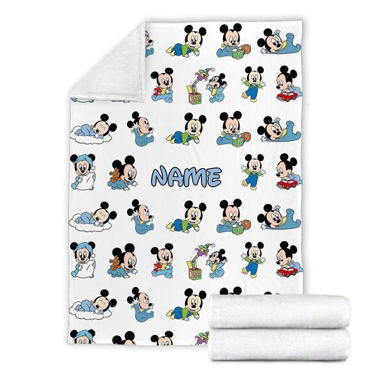 Personalized Name Baby Mickey Blanket , Mickey Mouse Blanket