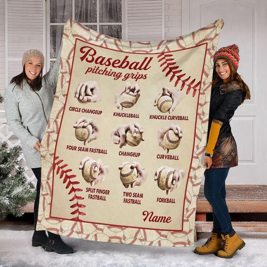 Baseball Pitching Grips Blanket, Personalized Baseball Blanket