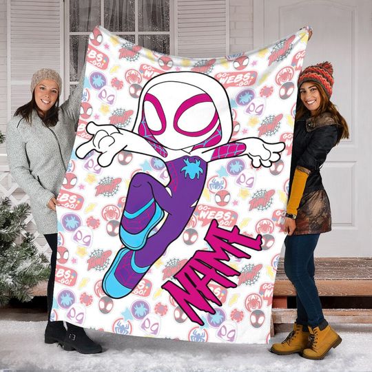 Personalized Name Spider Gwen Blanket, Spiderman Blanket