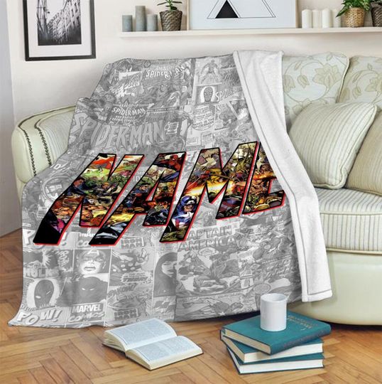 Personalized Name Marvel Blanket, Avengers Squad Blanket