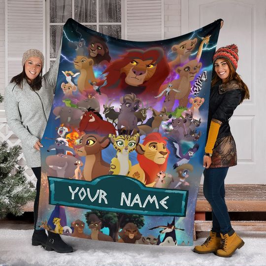 Disney Lion King Characters Blanket, Customized Name Lion King Blanket