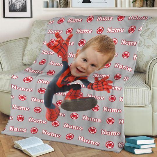 Personalized Photo Blanket, Custom Name Miles Morales Blanket