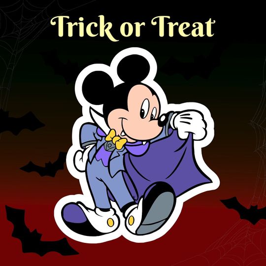 Cute Halloween Vampire Mickey Mouse Sticker, Disney Sticker Decal