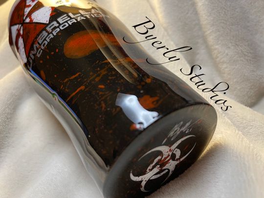 Umbrella Zombie Tumbler, Hand painted with Blood Drip