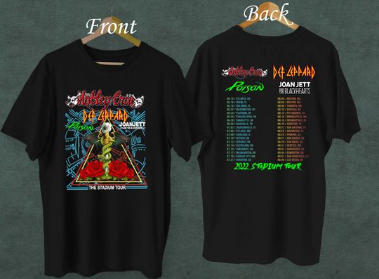 The Stadium Tour 2 Sided Shirt, Def Leppard Shirt, Poison Band, Joan Jett & The Blackhearts Shirt