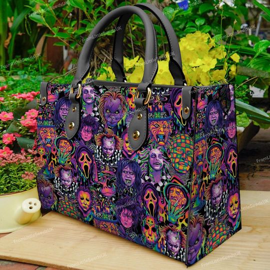 Custom Halloween Leather Handbag, Horror Movie Characters Bags, Michael Myers Handbag, Woman Shoulder Bag, Halloween Gift, Vintage bags