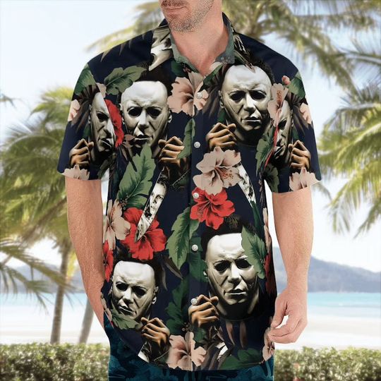 3D Halloween Horror Killers Michael Myers Tropical Hawaiian Shirt