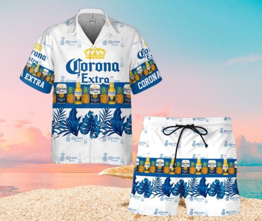 2022 3D Tropical Pineapple Corona Extra Hawaiian Shirt
