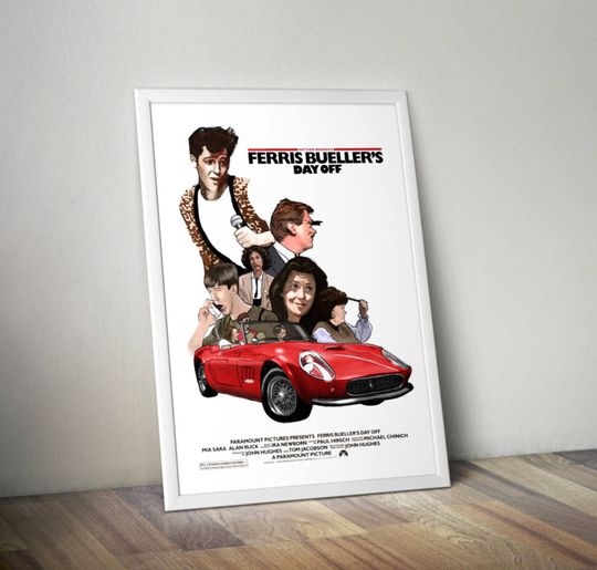 Ferris Bueller's Day Off Movie Poster, 80s Retro Film Print, Wall Decor Art