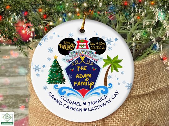 Family Disney Cruise Ornament Personalized, Custom Family Xmas Keepsake