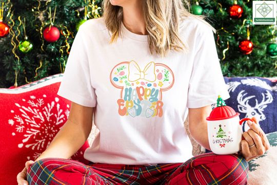 Retro Minnie Mouse Happy Easter Sweatshirt, Easter Disney Sweatshirt