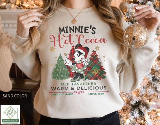 Retro Minnie's Hot Cocoa Sweatshirt, Disney Minnie Christmas Sweatshirt