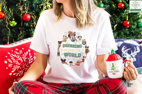 Retro Drinking Around The World Sweatshirt, Vintage Disneyland Sweatshirt