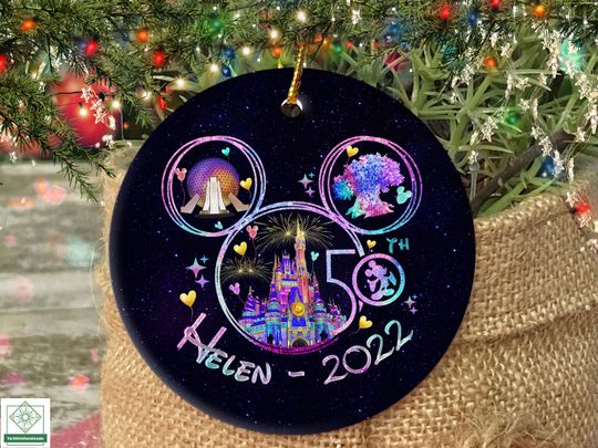 Personalized Disney 50th Anniversary Ornament, Epcot Christmas Ornament