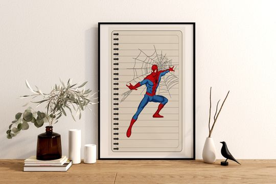Spiderman Notebook Poster, Comics Style Poster