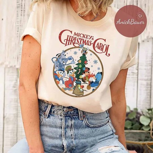 Mickey's Christmas Carol Shirt, Disney X-mas Holiday Movie T-shirt