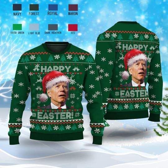 Santa Joe Biden Merry 4th Of Easter Ugly Sweater Christmas Biden Christmas Sweater