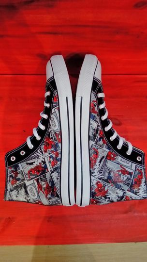 Hand Customised/Custom Marvel Spider Man theme trainers shoes high top sneaker