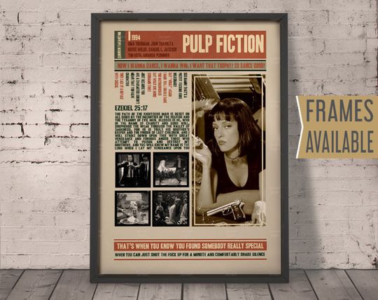 PULP FICTION Movie Poster | Quentin Tarantino Film Quotes | Retro Vintage Wall Art Print