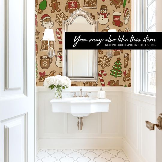 Christmas Cookie Waffle Dish Towel Gingerbread & Cocoa Holiday Print | Microfiber Hand Towel with Kraft Paper Look