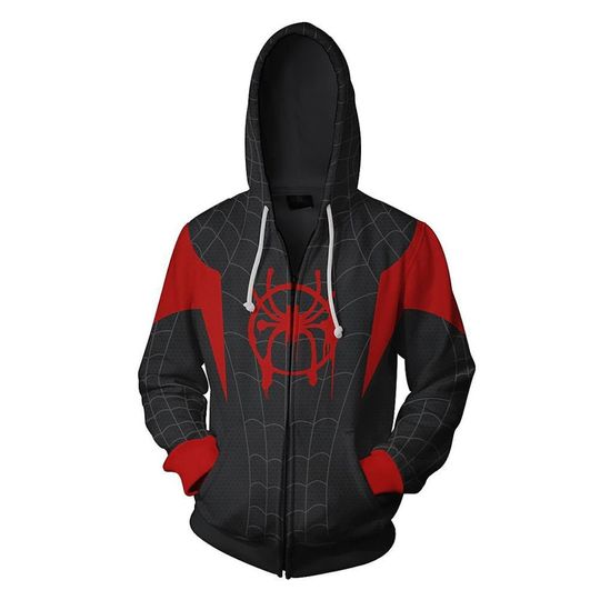 3D Hoodie Miles Morales Black  | Spiderman Hoodie | Marvel Hoodie | Spiderman Homecoming