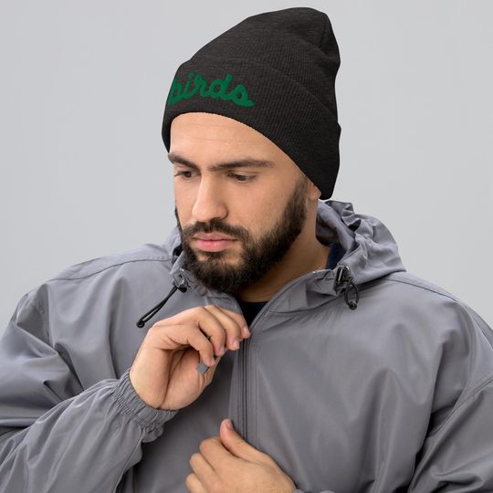 Philadelphia Football Birds Cursive 3D Puff Embroidered Cuffed Beanie Winter Hat White Pink Gray Green