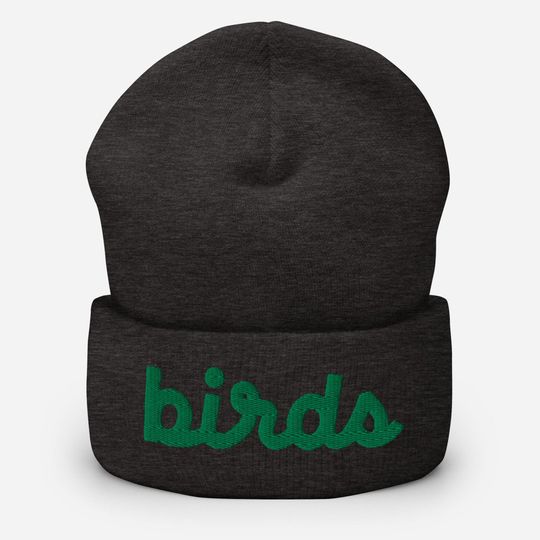 Philadelphia Football Birds Cursive 3D Puff Embroidered Cuffed Beanie Winter Hat White Pink Gray Green