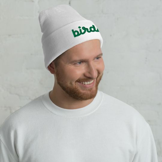 Philadelphia Football Birds Cursive 3D Puff Embroidered Cuffed Beanie Winter Hat White Pink Gray Green