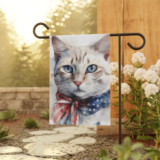 Patriotic Cat July 4th Memorial Day American Flag