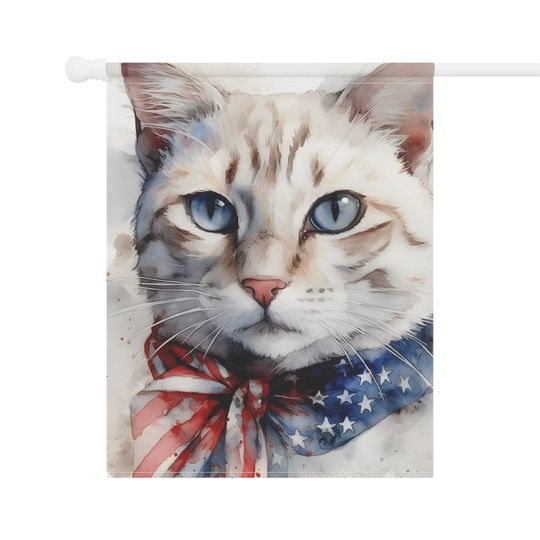 Patriotic Cat July 4th Memorial Day American Flag