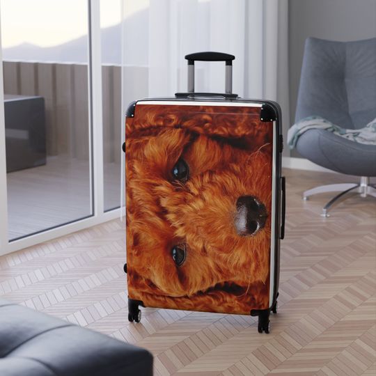 Irish Doodle Puppy Suitcases, Red Poodle Carryon, Medium or Large Hardcase