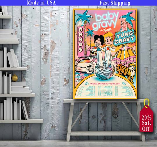 Baby Gravy Tour 2022 Yung Gravy And BBNO Tour Graphic Poster, Yung Gravy Tour 2022 Poster