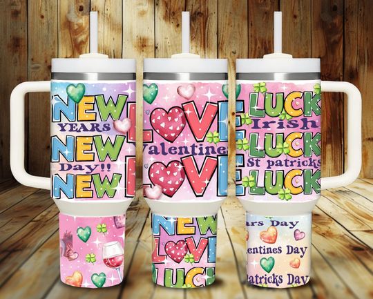 New Love Luck 40oz Tumbler Sublimation Design