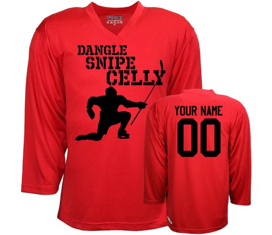 Customizable Dangle, Snipe, Celly Ice Hockey Jersey with Your Player's