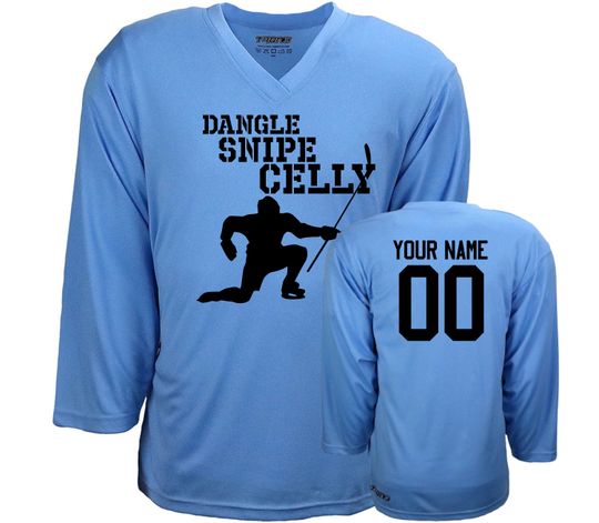 Customizable Dangle, Snipe, Celly Ice Hockey Jersey with Your Player's