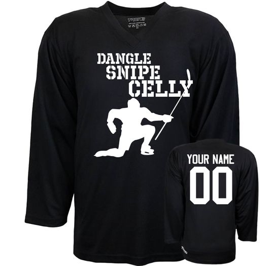 Customizable Dangle, Snipe, Celly Ice Hockey Jersey with Your Player's