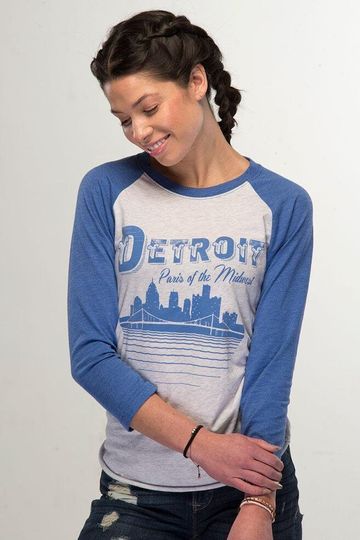 Detroit Paris of the Midwest 3/4 Sleeve Baseball T-Shirt