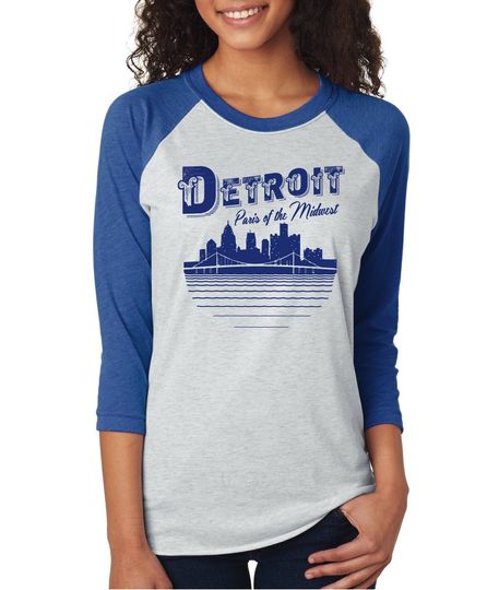 Detroit Paris of the Midwest 3/4 Sleeve Baseball T-Shirt