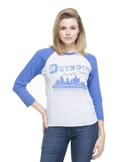 Detroit Paris of the Midwest 3/4 Sleeve Baseball T-Shirt