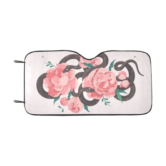 Pink Peony Boho Snake Car sunshade for windshield
