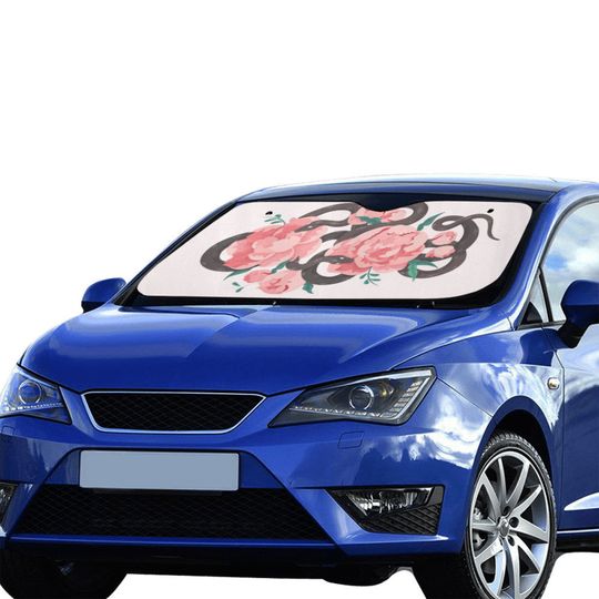 Pink Peony Boho Snake Car sunshade for windshield