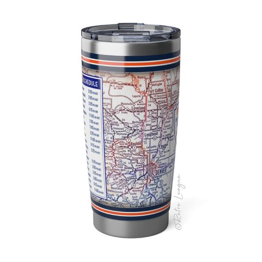 Denver Broncos Tumbler  Vintage Map, 20oz Stainless Steel Travel Mug
