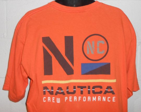 Vintage 90s Orange Nautica Crew Performance T-Shirt