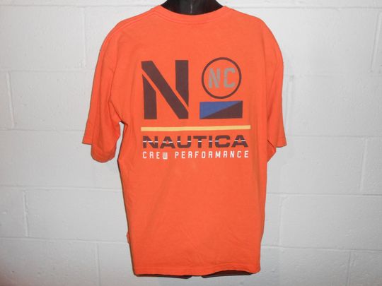 Vintage 90s Orange Nautica Crew Performance T-Shirt