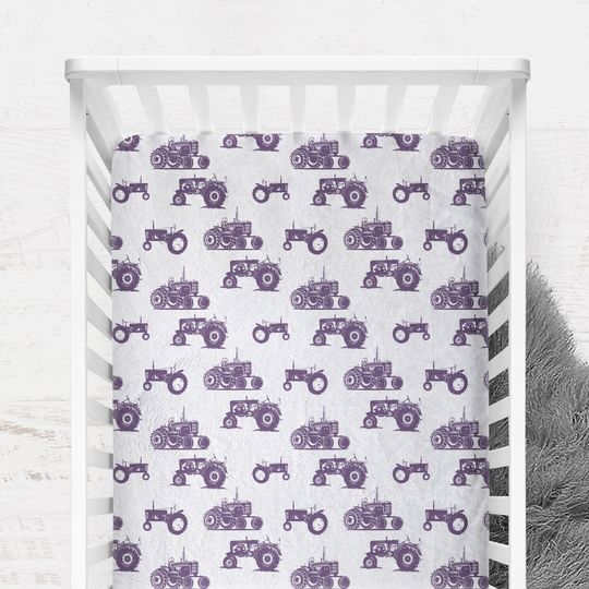 Personalized Vintage Tractor Crib Sheet for Boy, Crib Cover for Baby