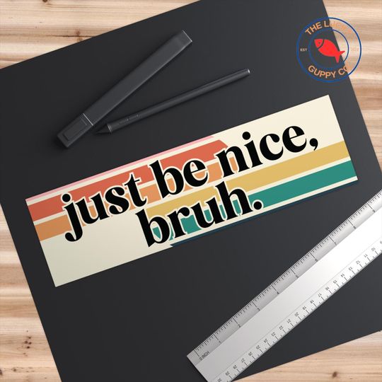 Just Be Nice Bruh Bumper Sticker, Make America Kind Again, Practice Radical Empathy