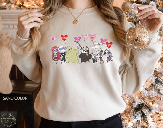 Nightmare Before Christmas Valentine Sweatshirt, Jack and Sally Valentine Shirt, Disney Valentines Day Shirt, Mickey Balloons Shirt