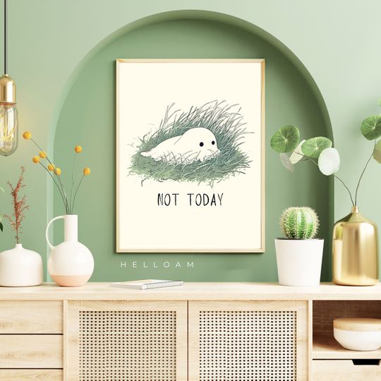 Positive self care poster Ghost Flower Poster Horror Spooky Cute Wall Art Halloween Poster