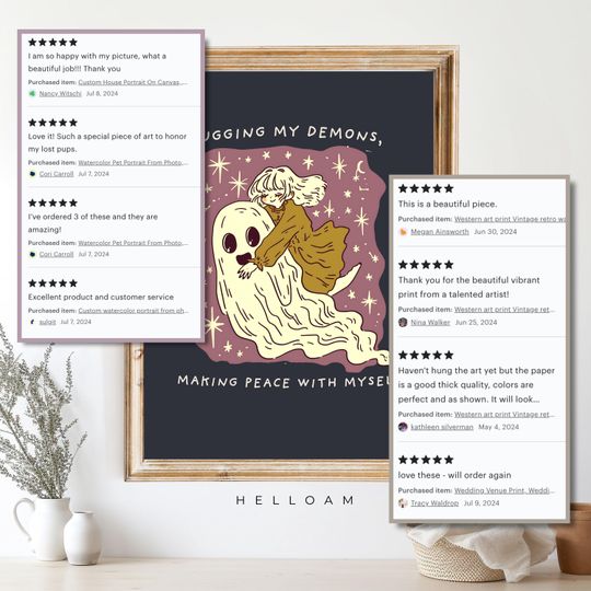 Ghosts Art Print, Cute ghost, ghost Halloween, halloween wall art, self-affirmation