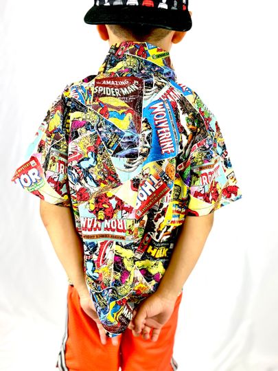 Marvel Comic Book Covers Button Down Collared Shirt